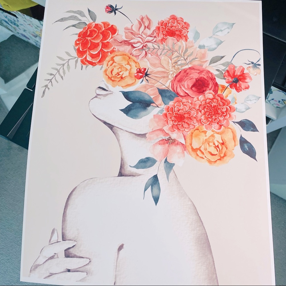 Abstract Floral Woman Wall Art Print Unframed - Picture 10 of 17